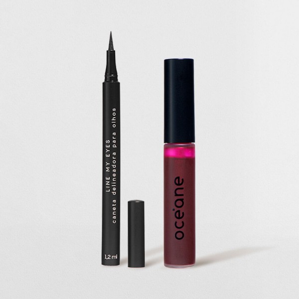 Encontraproduto.com.br - Kit Lip Tint Pink + Caneta Delineadora Preta Océane Edition (2 Produtos)