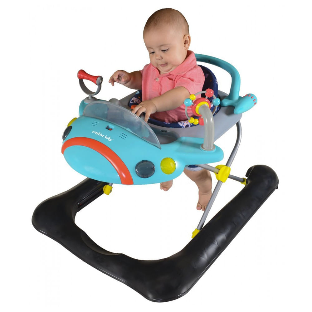 Encontraproduto.com.br - Andador Infantil com Atividades e Assento Ajustável, Idade Rec 6 Meses ou Mais, Creative Baby, Azul