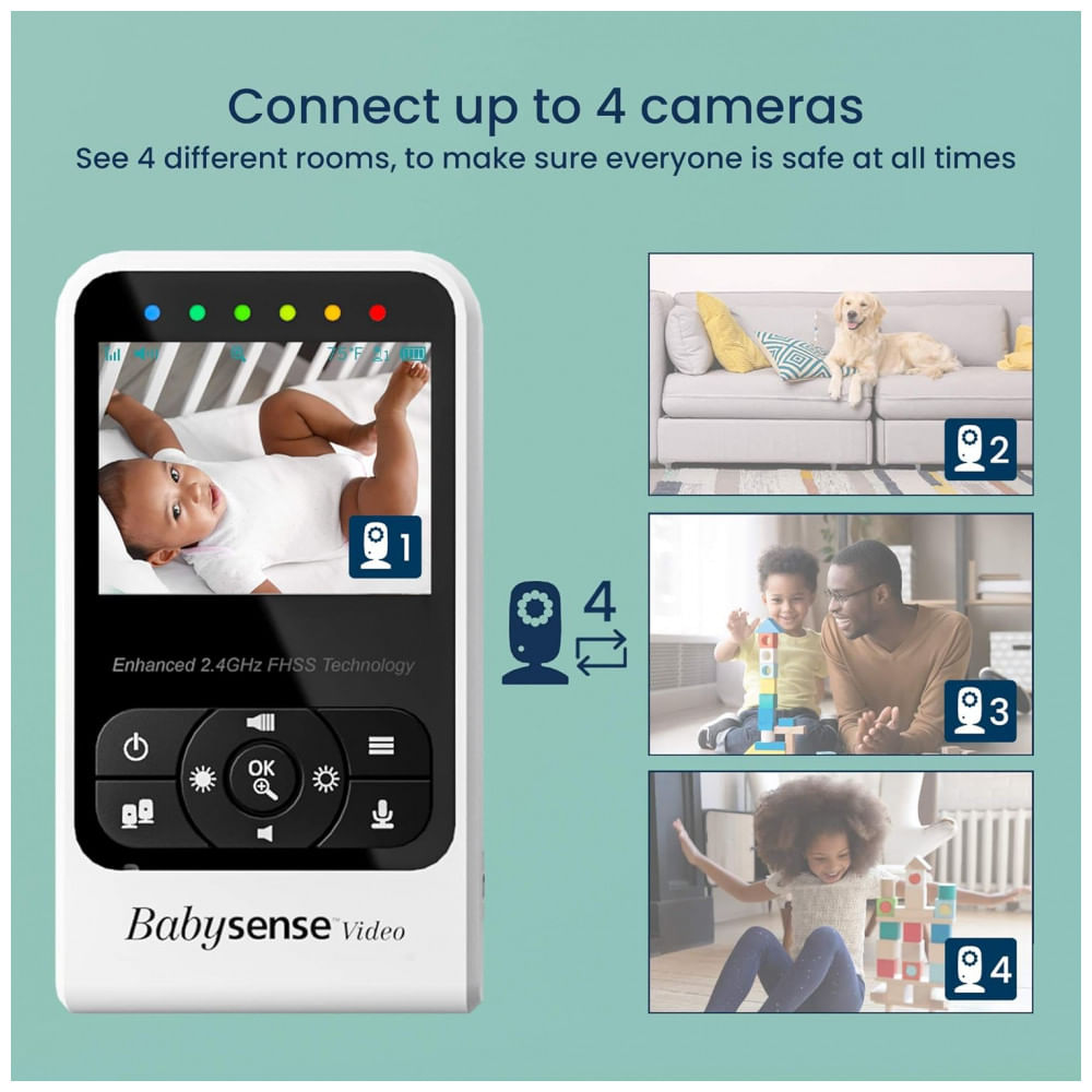 Encontraproduto.com.br - Babá Eletrônica Babysense com Câmera, Monitor, Visão Noturna e Alcance de 300 Metros