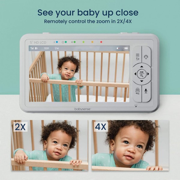 Encontraproduto.com.br - Babá Eletrônica Babysense com 2 Câmeras HD, Luz Noturna, Alcance de 292 Metros e Visão Noturna