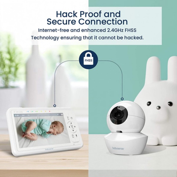 Encontraproduto.com.br - Babá Eletrônica Babysense com 2 Câmeras HD, Luz Noturna, Alcance de 292 Metros e Visão Noturna