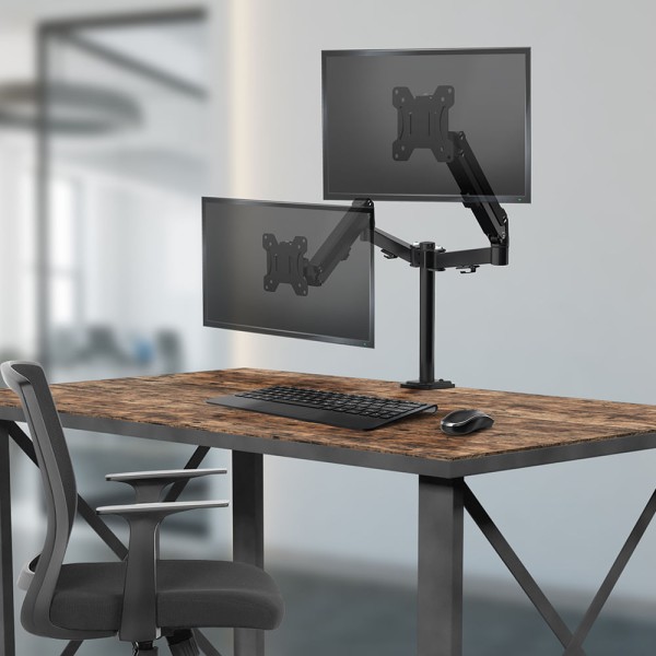 Encontraproduto.com.br - Suporte de Mesa Duplo Articulado para Monitores de 17 a 27 Pol. Multi - AC368OUT [Reembalado]