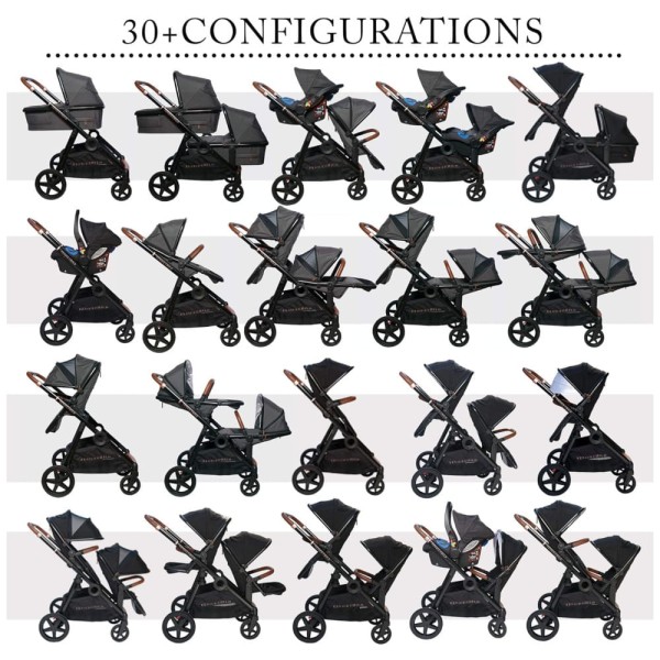 Encontraproduto.com.br - Carrinho de Bebê Moderno e Modular com 30 Configurações para 1 ou 2 Crianças, Venice Child, Preto Maverick