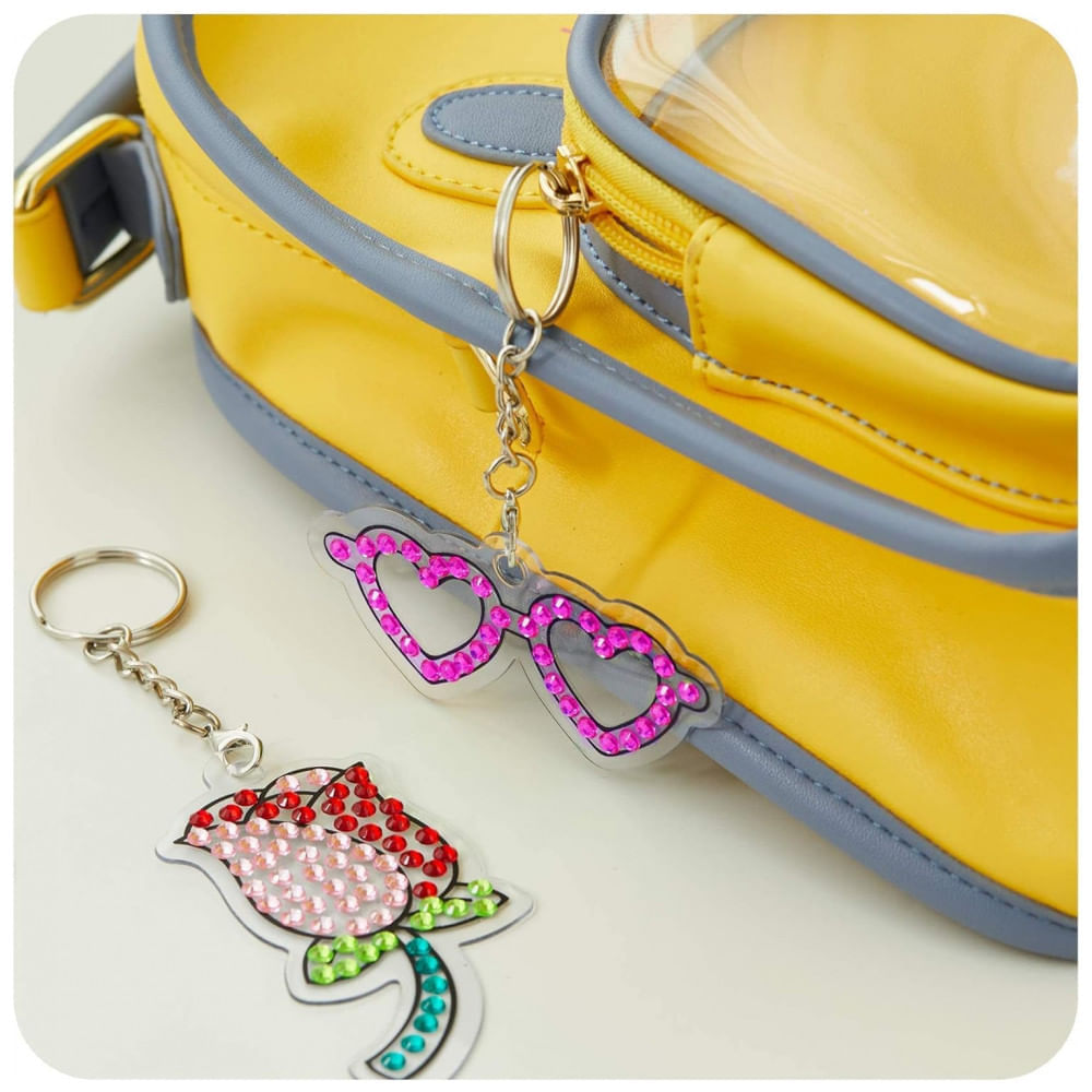 Encontraproduto.com.br - Gem Art Kit Faça Você Mesmo DIY Chaveiros com Aplique de Pedras Brilhantes, Idade Recomendada 6 ou mais, DANDARCI, Azul
