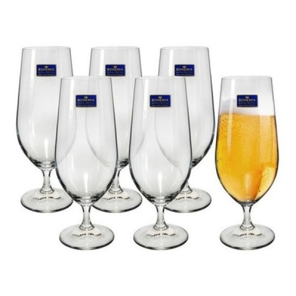 Jogo taças de cerveja em cristal Bohemia Roberta 380ml 6 peças