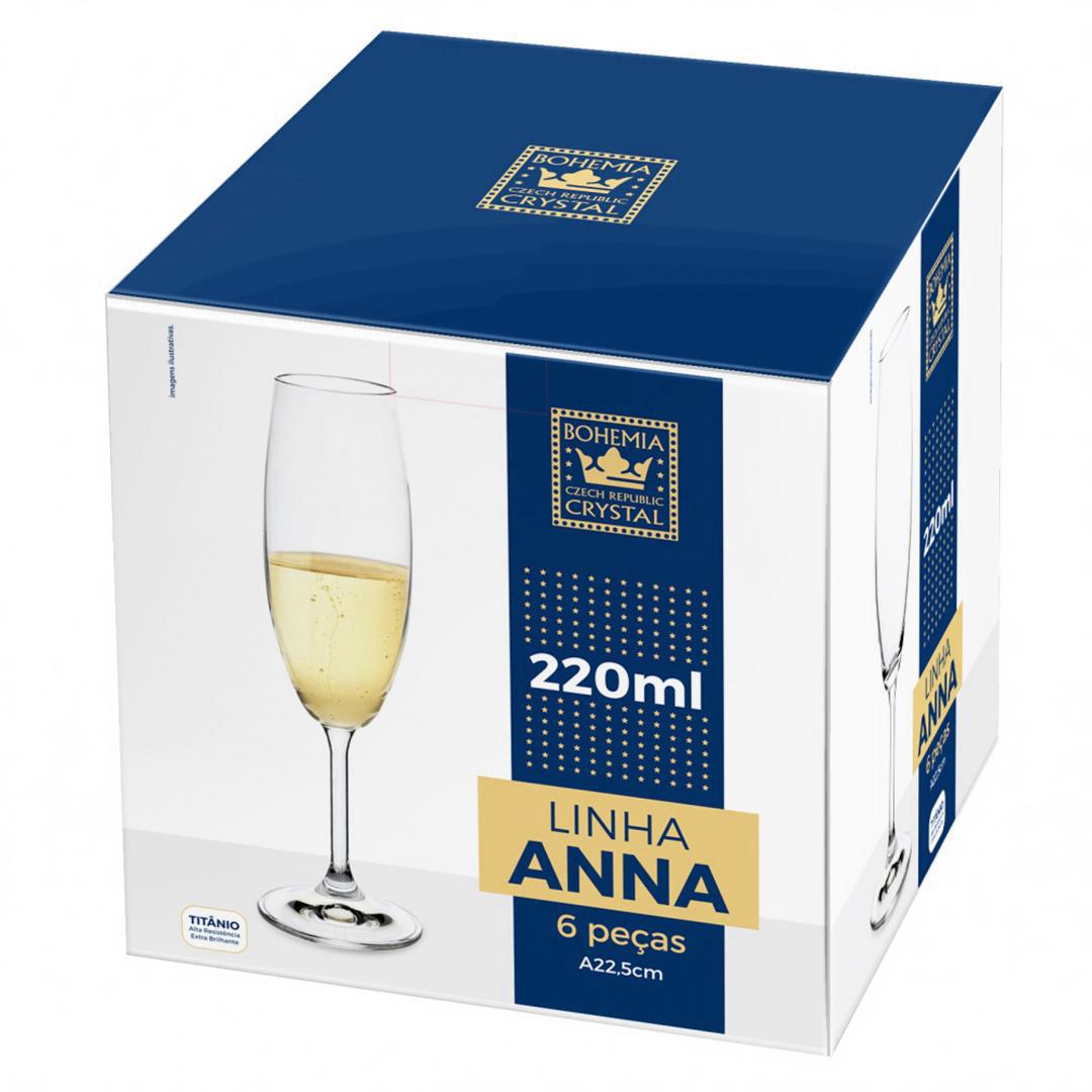 Encontraproduto.com.br - Kit 6 Taças De Champanhe Cristal Fino Bohemia 220ml