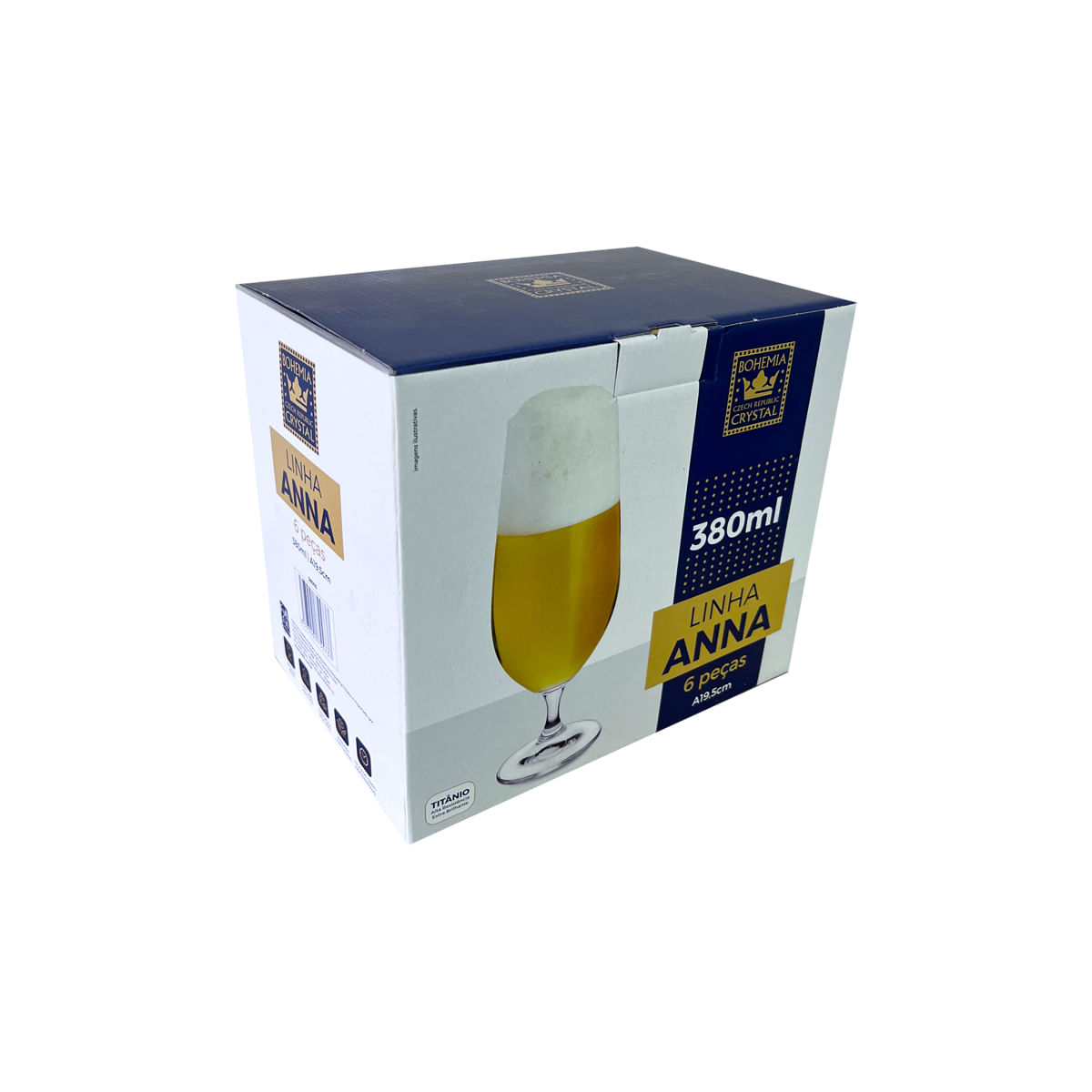 Encontraproduto.com.br - Taça De Cristal Bohemia Para Cerveja 380 ml Anna 6 Peças