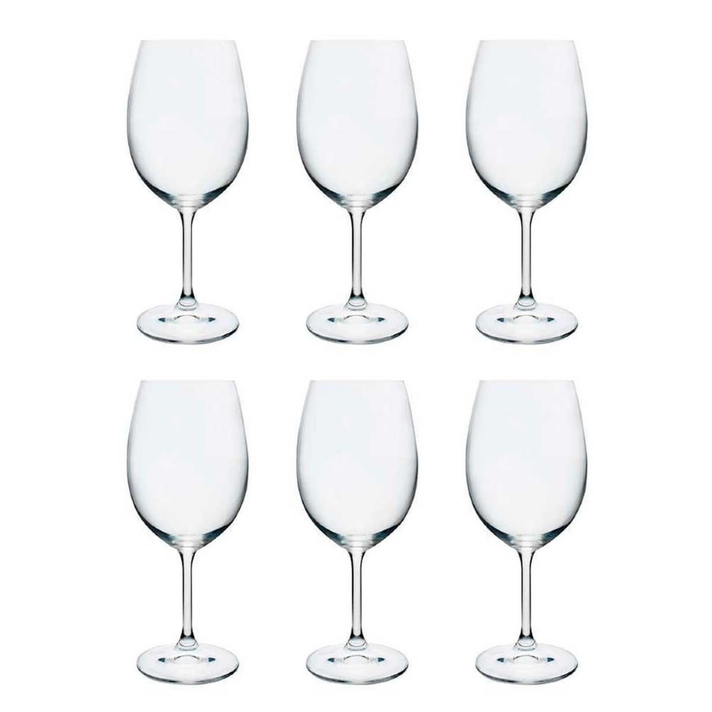 Encontraproduto.com.br - Conjunto de Taças para Vinho Tinto Bohemia Anna 450 ml em Cristal Ecológico 6 Peças
