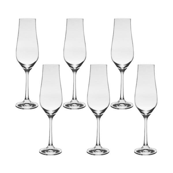 Taça de Cristal Bohemia Para Champanhe 170 ml Tulipa 6 Peças