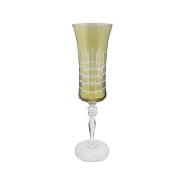 Encontraproduto.com.br - Taça para champanhe lapidada em cristal ecológico Bohemia Grace 190ml verde