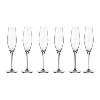 Encontraproduto.com.br - Jogo 6 Taças Champanhe Loxia Cristal Ecológico Bohemia