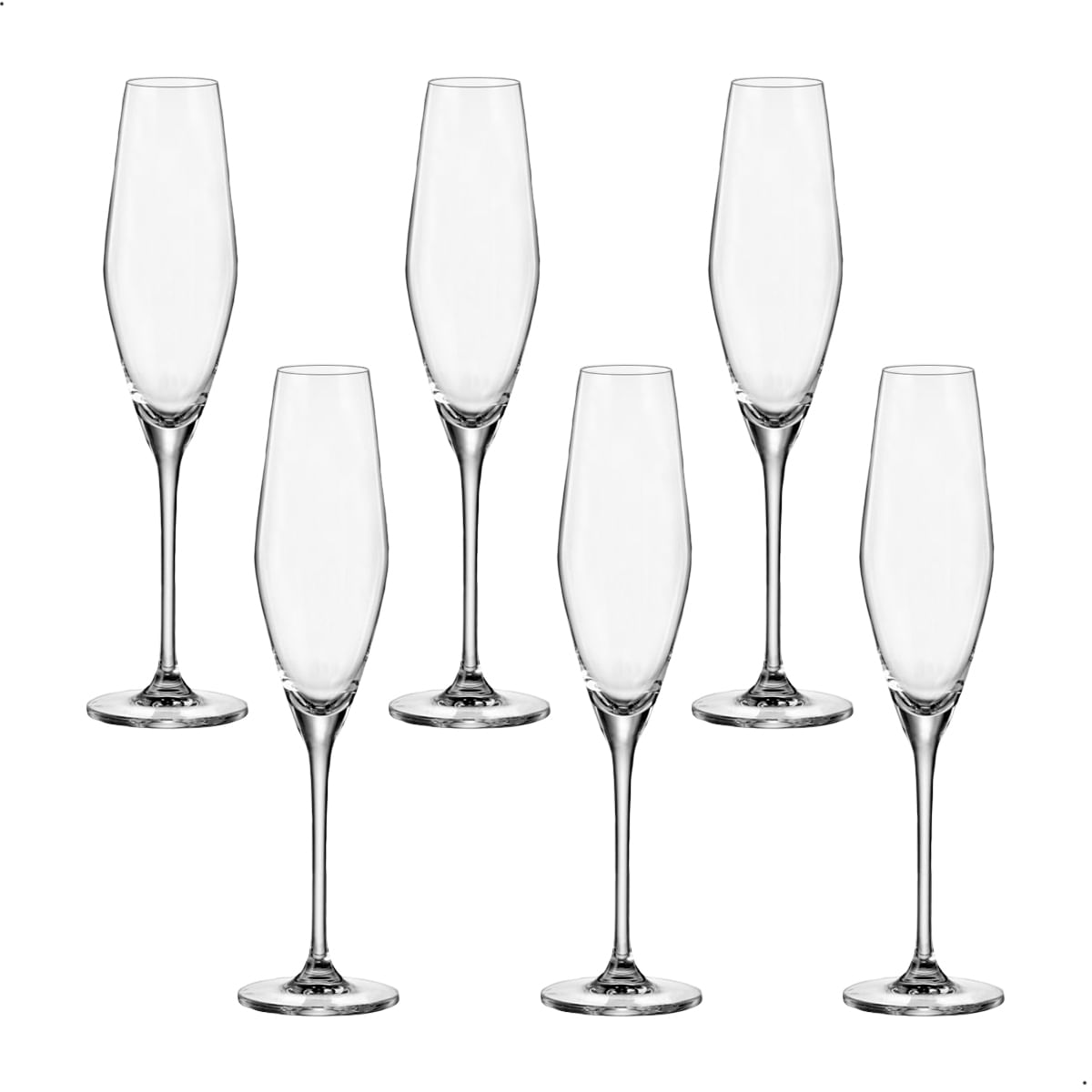 Encontraproduto.com.br - Jogo 6 Taças Champanhe Loxia Cristal Ecológico Bohemia