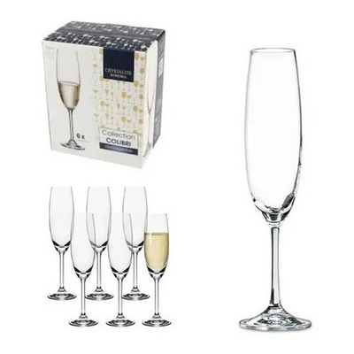 Taça de Cristal Bohemia Para Champanhe 220 ml Colibri 6 Peças