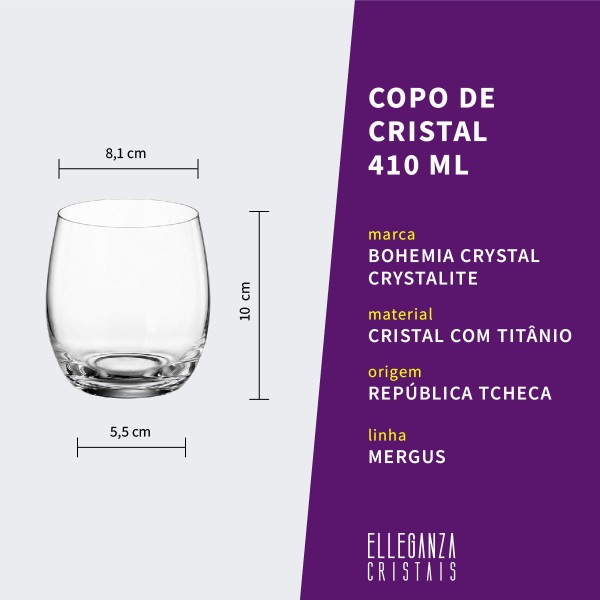 Encontraproduto.com.br - Jg 6 Copos Whisky Pollo/mergus Cristal Ecológico 410ml