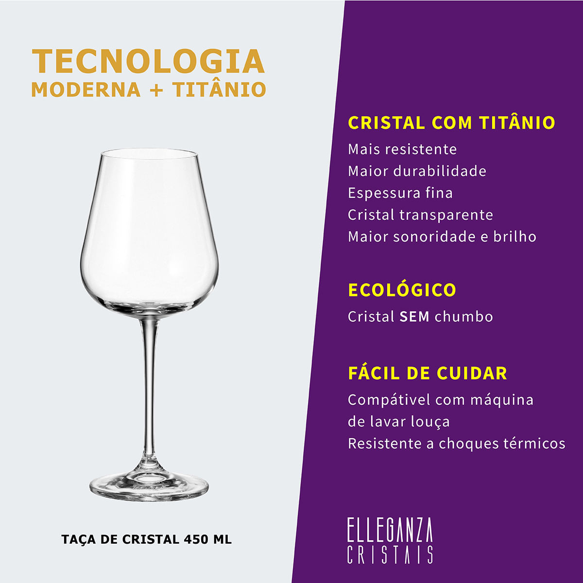 Encontraproduto.com.br - Taça de Cristal Bohemia Para Vinho Branco 450 ml Ardea 6 Peças