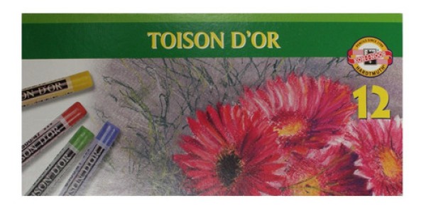 Giz Pastel Seco Macio Redondo Toison Dor Estojo com 12 Cores Ref.8512 Koh-I-Noor