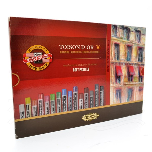 Encontraproduto.com.br - Giz Pastel Seco Macio Redondo Toison Dor Estojo com 36 Cores Ref.8515 Koh-I-Noor