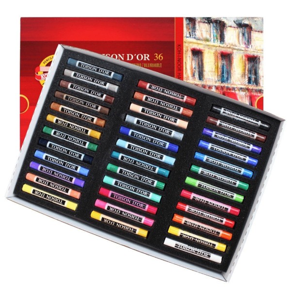 Encontraproduto.com.br - Giz Pastel Seco Macio Redondo Toison Dor Estojo com 36 Cores Ref.8515 Koh-I-Noor