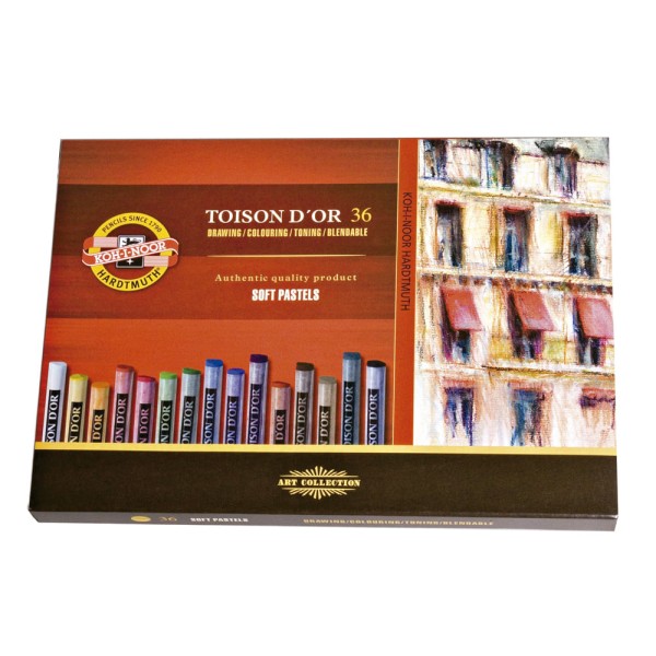Encontraproduto.com.br - Giz Pastel Seco Macio Redondo Toison Dor Estojo com 36 Cores Ref.8515 Koh-I-Noor
