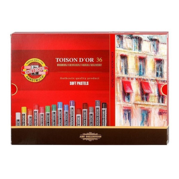 Giz Pastel Seco Macio Redondo Toison Dor Estojo com 36 Cores Ref.8515 Koh-I-Noor