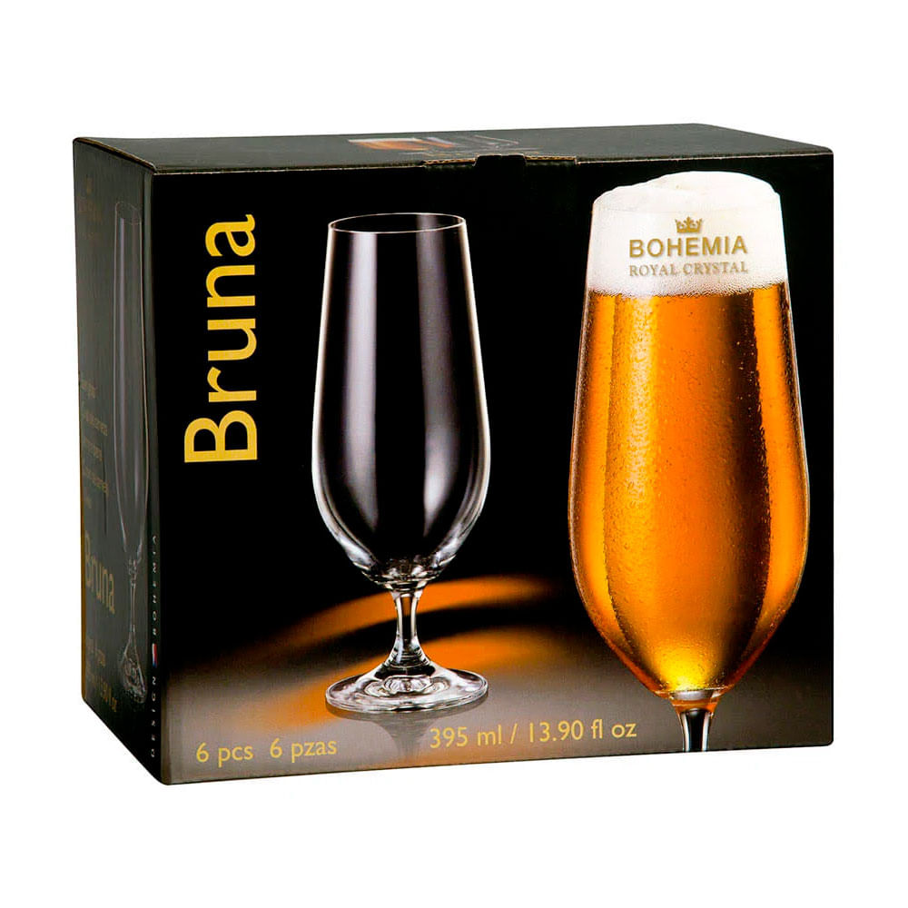 Encontraproduto.com.br - Conjunto Taças de Cristal para Cerveja Bruna Bohemia 395ml 6 peças