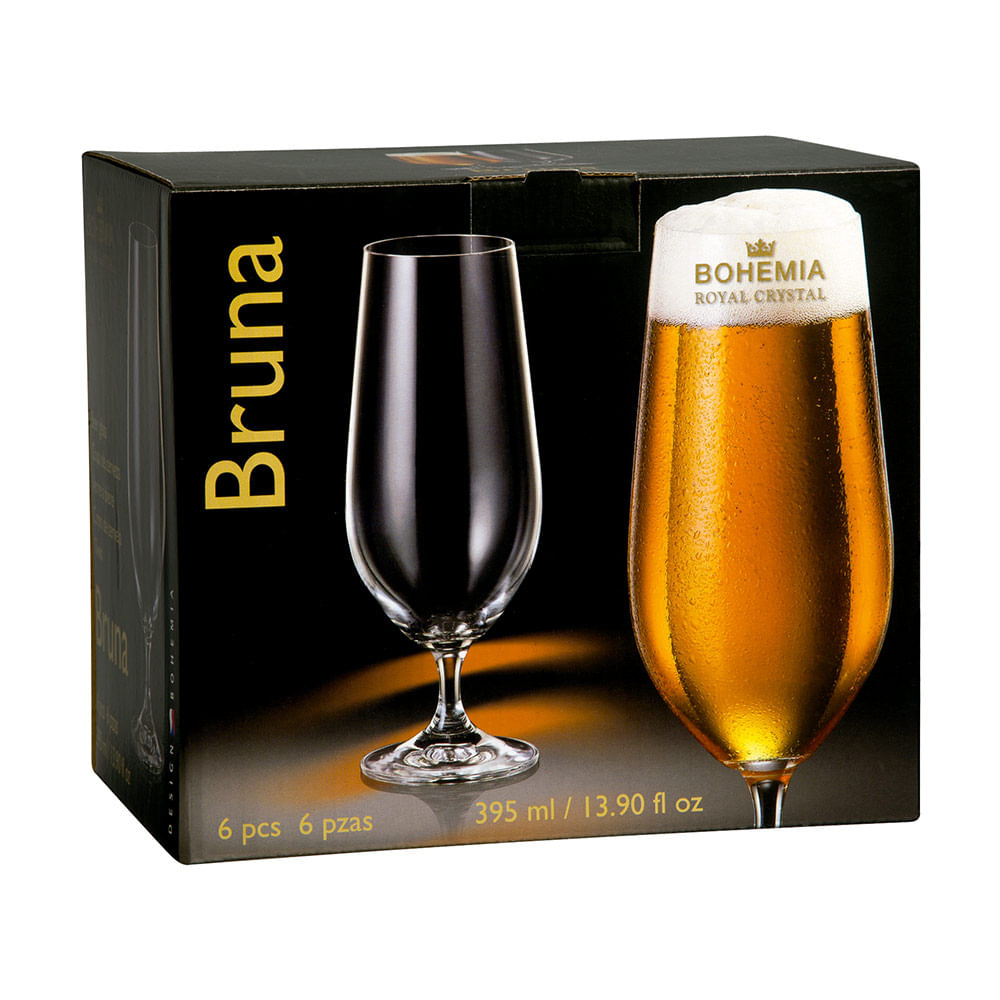 Encontraproduto.com.br - Conjunto Taças de Cristal para Cerveja Bruna Bohemia 395ml 6 peças