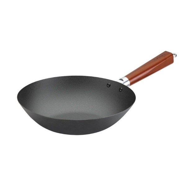 Panela Wok Cuisinart 28 Cm Em Aço Inox E Alça De Madeira - Csw26-28