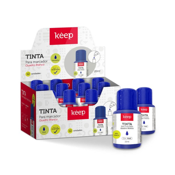 Encontraproduto.com.br - Tinta Refil Para Marcador De Quadro Branco 18ml Azul Caixa C/ 12 Unidades Keep - MR039OUT [Reembalado]