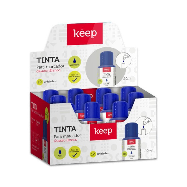 Encontraproduto.com.br - Tinta Refil Para Marcador De Quadro Branco 18ml Azul Caixa C/ 12 Unidades Keep - MR039OUT [Reembalado]