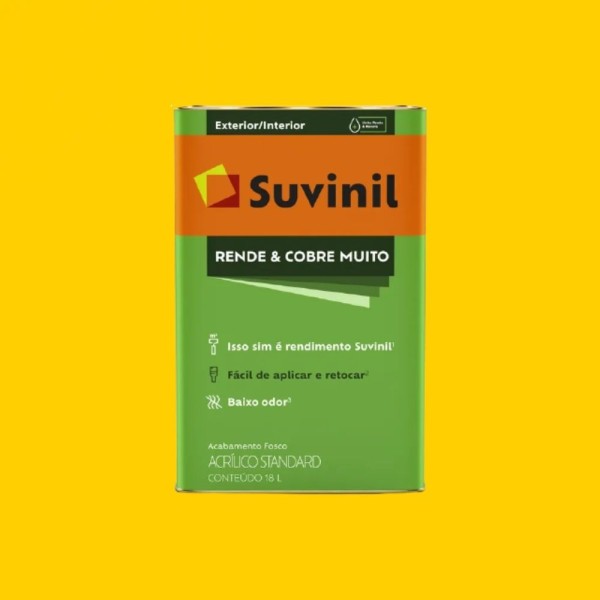 Tinta Acrílica Standard Rende E Cobre Muito Fosco 18L Suvinil