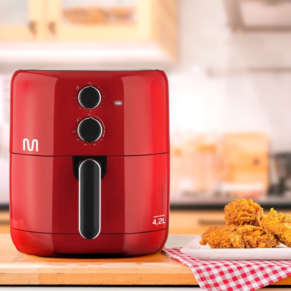 Encontraproduto.com.br - Air Fryer 4,2L Vermelha 1500w-127v com Grade, Seletor Temperatura e Timer Multi - GO209OUT [Reembalado]