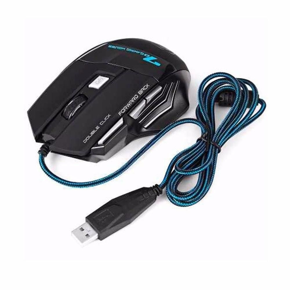 Encontraproduto.com.br - Mouse Gamer Black X7 Optico Usb 3200Dpi Com 7 Botões e Led Color