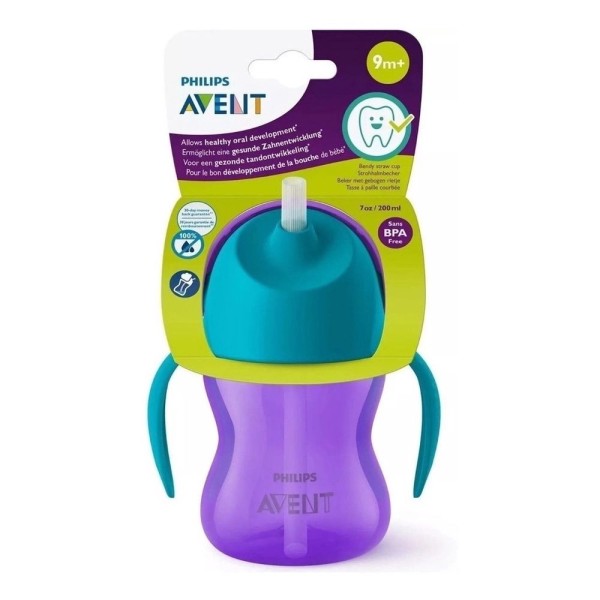 Encontraproduto.com.br - COPO TRANSIÇÃO DINOSSAURO 200ML 9M ROXO E AZUL PHILIPS AVENT