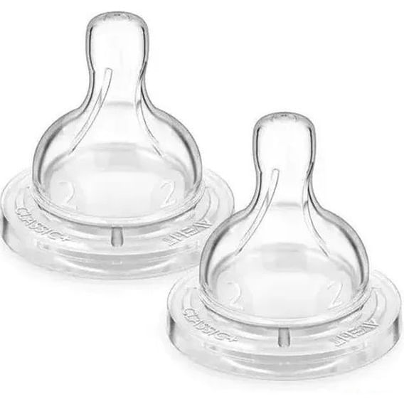 Encontraproduto.com.br - Bicos para Mamadeira Avent Anticolic 100% Silicone Nº 2 com 2 Unidades referência Scf632/27