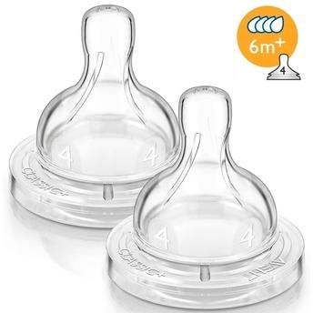 Encontraproduto.com.br - Bico para Mamadeira Classic  N°4 6m  com 2 Unidades SCF63427 Avent Philips