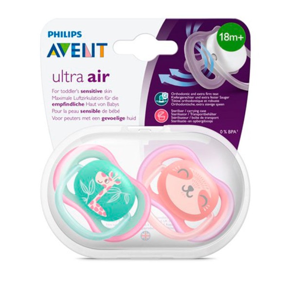 Encontraproduto.com.br - Chupeta Avent Ultra Air 18 + Meses Meninas com 2 Unidades