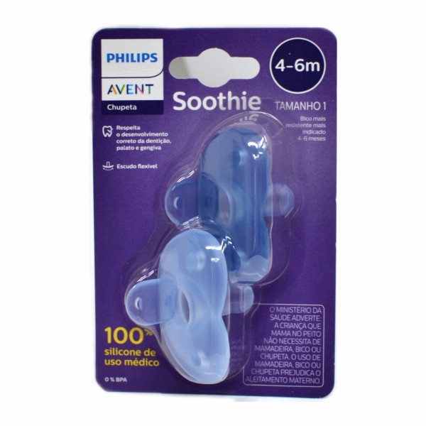 Encontraproduto.com.br - Philips Avent SCF099/11 chupeta soothie 4-6m dupla Azul Lisa