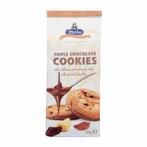 Encontraproduto.com.br - Cookies Triple Chocolate Merba Pacote 200g