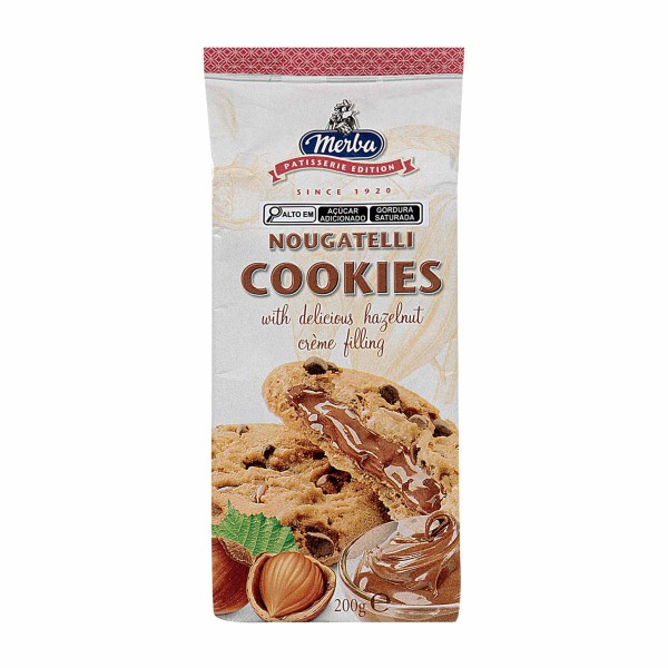 Encontraproduto.com.br - Cookies Recheado com Creme de Avelã Merba Pacote 200g