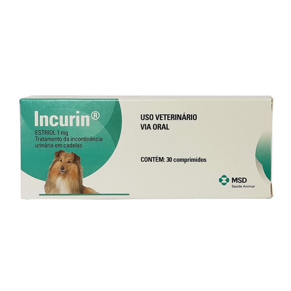 Encontraproduto.com.br - Incurin 1mg 30 comp Estriol MSD Incontinência Urinária Cadelas