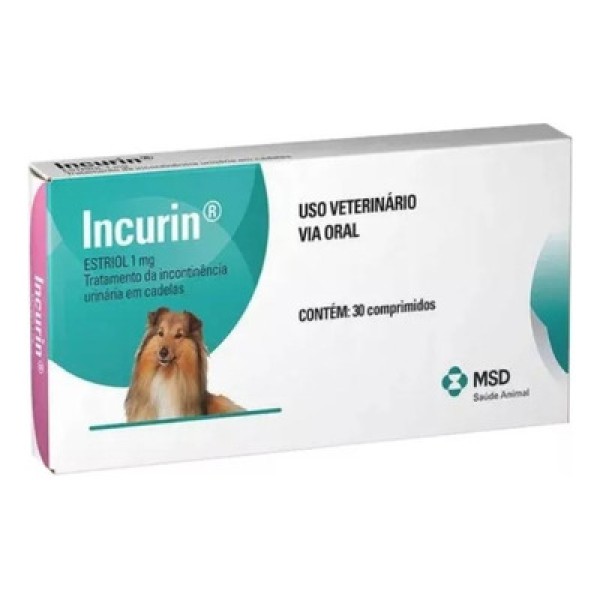 Encontraproduto.com.br - Incurin 1mg 30 comp Estriol MSD Incontinência Urinária Cadelas