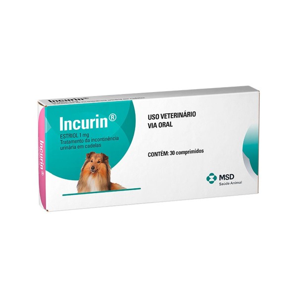 Encontraproduto.com.br - Incurin 1mg 30 comp Estriol MSD Incontinência Urinária Cadelas