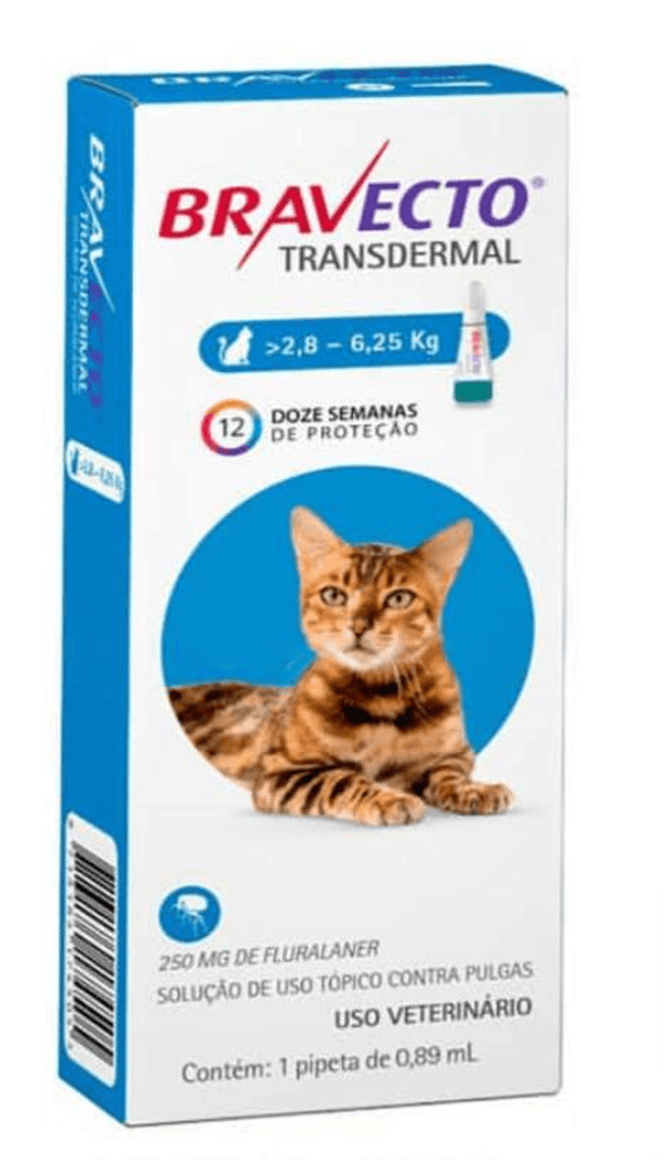 Encontraproduto.com.br - Bravecto Transdermal Gatos 2,8 a 6,25kg 0,89ml MSD Antipulgas