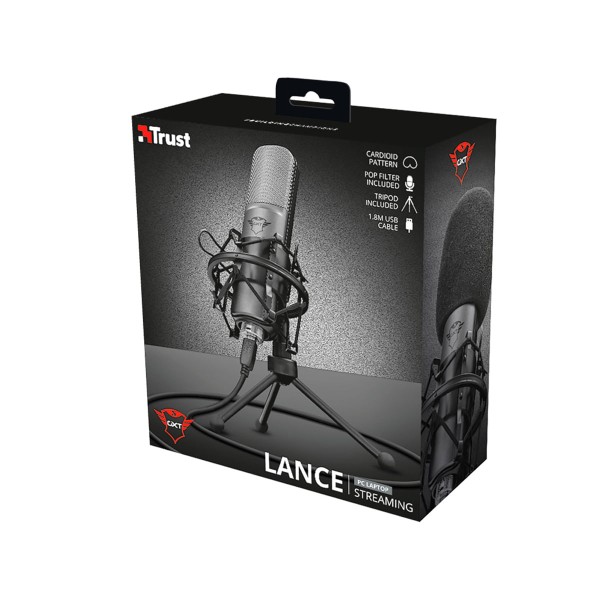 Encontraproduto.com.br - Microfone Gamer Trust Streaming Usb Lance 22614 Preto