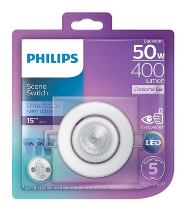 Luminária LED de embutir redonda 5W 6500K Branca Spotkit Philips