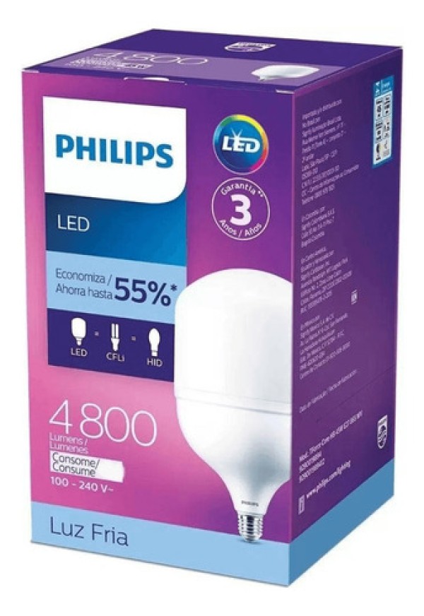 Lâmpada Led Philips alta potência 60W luz branca 6500K