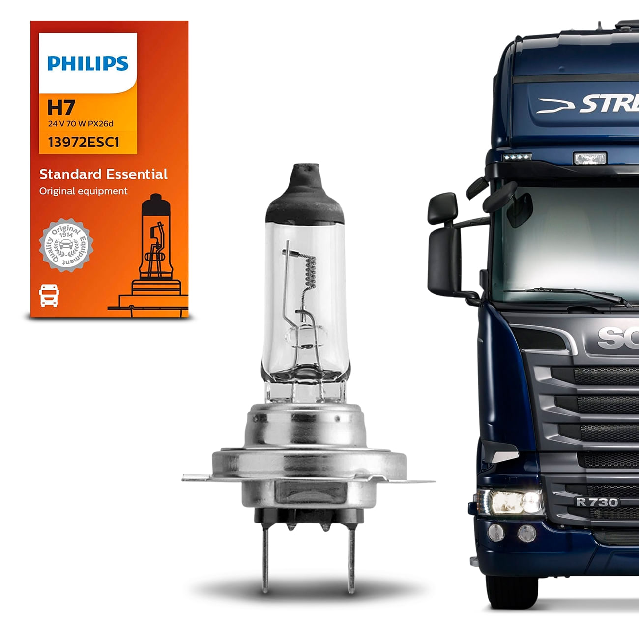 Lâmpada Standard H7 70W 24V PX26d Philips Farol