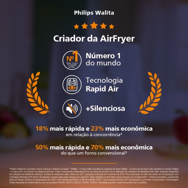 Encontraproduto.com.br - Fritadeira Elétrica Sem Óleo Air Fryer Philips Walita Ri9201 4,1 L - Branca 127v