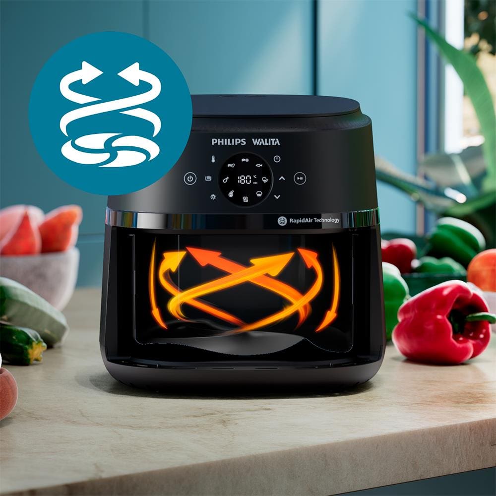 Encontraproduto.com.br - Fritadeira Elétrica Air Fryer Philips Walita Série 2000 XL Digital NA230 Sem Óleo 1700W 6,2L – Preta 220V