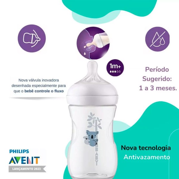 Encontraproduto.com.br - Philips Avent Ritmo Individual Mamadeira Pétala 3.0 azul 260mL